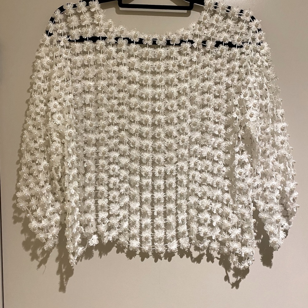 Pearl beaded t shirt overlay OS